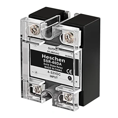 Immagine di Heschen Relè a stato solido CC/CA monofase, SSR 60DA, ingresso 4 32VCC, uscita 24 480VCA, 60A 50 60Hz