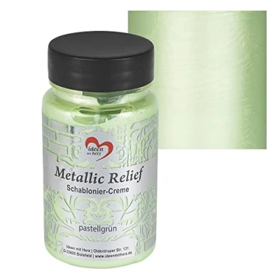 Immagine di Ideen mit Herz Crema per stencil in rilievo metallizzato, pasta strutturale fine, colore stencil, 90 ml, a base d&#039;acqua (verde pastello)