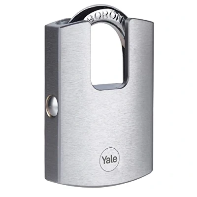 Immagine di Yale Lucchetto in ottone di alta sicurezza con finitura cromata Y122B/50/123/1 corpo 50mm, arco protetto acciaio indurito al Boro, 3 chiavi