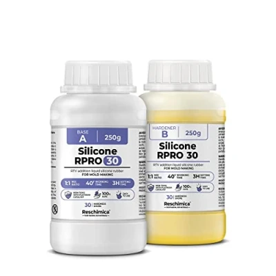 Immagine di Gomma siliconica 1:1 R PRO 30, non tossica, semplice da usare, resistente alla rottura, 30 shore, compatibile con resine epossidiche, gesso, cera e altri materiali (500 gr)