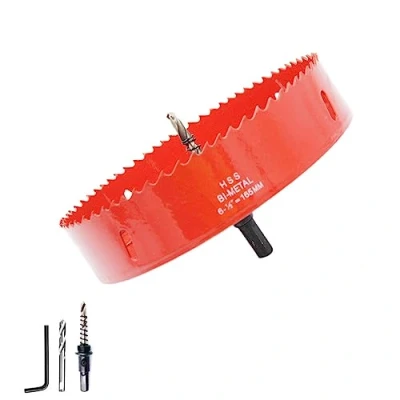 Immagine di Hole Saw Drill Bit HSS Cutter with Arbor for Wood and Metal LAIWEI (6 1/2&quot;(165mm))