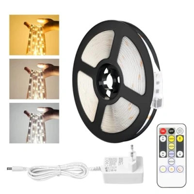 Immagine di Lepro 5M Striscia LED Dimmerabile, 3000K 6000K (Bianco Caldo a Freddo) Strisce Autoadesive, 3 Modalità, 300 SMD 2835, 12V Luminosa Flessibile per Decorazione Interna Casa Festa