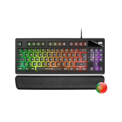 Immagine di Mars Gaming MKAXPT TKL H Mech Compact Tastiera, Illuminazione RGB 9 Effetti, Poggiapolsi in Gel, Nero, Lingua Portoghese