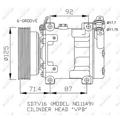 Immagine di NRF 32267 compressore Aria Condizionata SD7V16 12 PAG 46 con olio RENAULT: CLIO 2