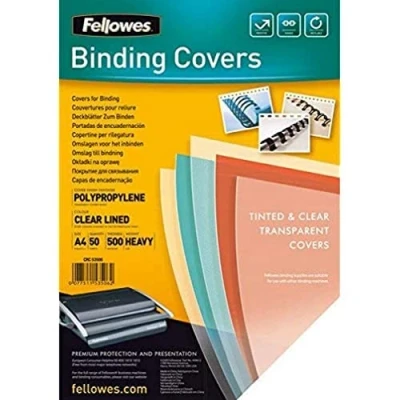 Immagine di Fellowes 53506 Copertine fantasia per rilegatura, in polipropilene, 500 micron, trasparenti/a righe