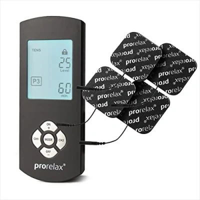 Immagine di prorelax Tens/Ems Duo Comfort B Lackline, Dispositivo Elettrostimo Lazione, 2 Terapie con un Dispositivo, contro il Dolore Cronico e per Lo Sviluppo Muscolare, Display Illuminato