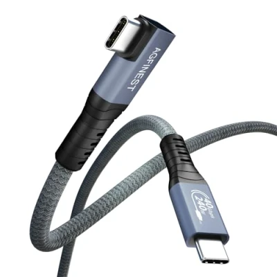 Immagine di AGFINEST Cavo USB4 240W, per Thunderbolt 4, Compatibile con 3/USB4, USB C 40Gbps, PD 3.1 140W 8K60Hz HDR Video Transfer MacBook M1 M2, Mac mini (Angolo Retto, 0.5M)