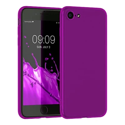 Immagine di kwmobile Custodia Compatibile con Apple iPhone SE (2022) / (2020) 8 7 Cover Back Case per Smartphone in Silicone TPU Protezione Gommata viola fluorescente