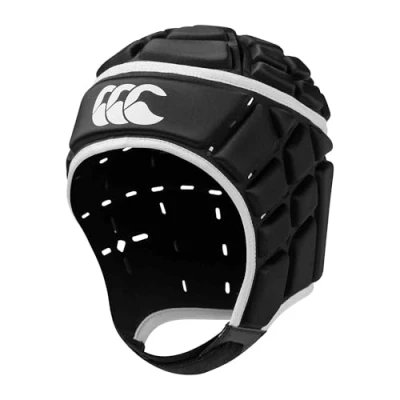 Immagine di Canterbury Rugby Core Headguard 360 Coverage Soft Edged Chin Strap Designed Holes Aid Ventilation Foam Padding, Casco Unisex, Nero, XL