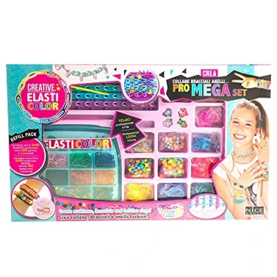 Immagine di Elasticolor Halloween New Nuovo PRO Mega Set per Creare collane, bracciali, Anelli con Telaio Professionale Elastici, Perline e ciondoli Nice Group, 03002, Multicolore