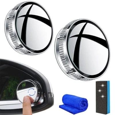 Immagine di 2024 New Sufficienta Suction Cup Car Convex Blind Spot Mirror, Mirrors, 360 Wide Angle Side Rear View 2&quot; Round HD Glass Mirror for SUV and Truck (Silver)