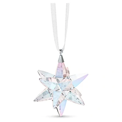 Immagine di Swarovski Decorazione Stella Piccola, con CristalliSwarovski a Effetto Shimmer, Metallo e Nastro di Raso, Multicolore