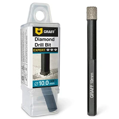 Immagine di GRAFF 10mm Punte diamantate Gres Porcellanato Trapano Professionali per Piastrelle, Mattonelle, Granito, Ceramica, Pietra con codolo esagonale