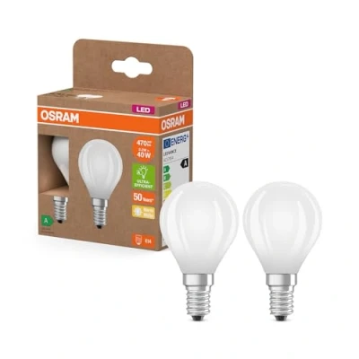 Immagine di OSRAM Lampada LED Superstar Classic P 40 nella classica forma mini sferica in vetro smerigliato, 2,2 W, 470 lm, attacco E14, luce bianca calda con 2700 K, EEK A, diametro 45 mm, confezione da 2