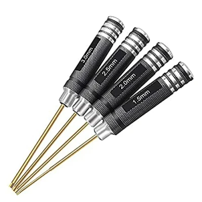 Immagine di 4pcs 1.5mm 2.0mm 2.5mm 3.0mm Set di cacciaviti esagonali Kit Strumenti per cacciavite Esagonale in Titanio FPV Multi ASSE Racing Drone RC Quadcopter Modelli Auto…