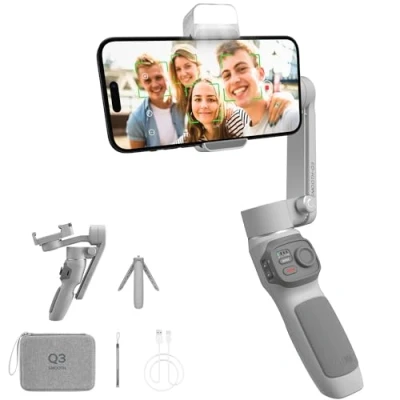 Immagine di ZHIYUN Smooth Q3 Combo [Ufficiale] Stabilizzatore Smartphone a 3 Assi, Gimbal con Luce di Riempimento Pulsante Touch, Telefono Treppiede per YouTube, TikTok, Vlogging