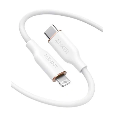 Immagine di Anker cavo iPhone usb c, lightning PowerLine III Flow, certificato MFi, 13/13 Pro Max/12/11 Pro/X/XS/XR/8 Plus, AirPods Pro(180cm), gel silice, Bianco nuvola