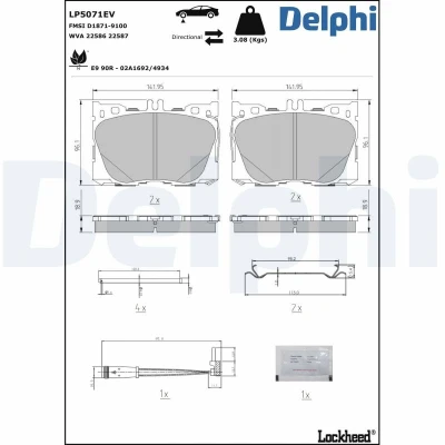 Immagine di DELPHI LP5071EV Kit pastiglie freno con lamierino anticigolío accessori