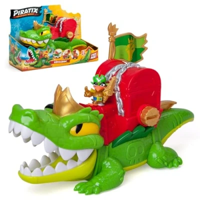 Immagine di Piratix King Croc Coccodrillo articolato, per catturare e con un forziere tesori. Contiene 1 coccodrillo, tesoro esclusivo, 2 tesori dorati extra, esclusivo accessorio