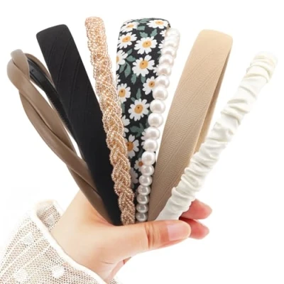 Immagine di DRESHOW Fasce per Capelli da Donna Diversi Modelli Fascia con Perle e Fiori Vintage Imbottite Ragazze