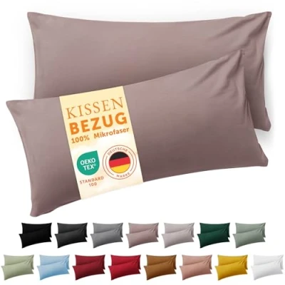 Immagine di Blumtal Federe Cuscini Divano 40x60 cm Set di Copricuscini per Divani in Microfibra a 2 Pezzi con Chiusura Zip, certificati Oeko Tex, extra morbidi e lavabili Tortora