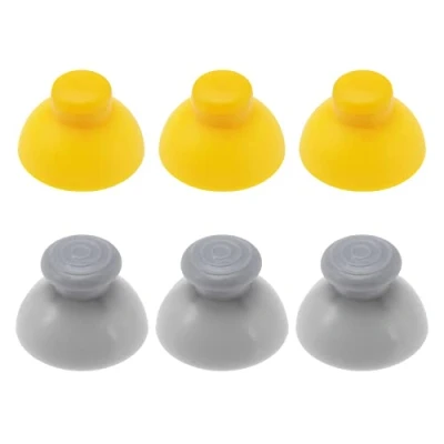 Immagine di EMSea 6 cappucci di ricambio per joystick analogici compatibili con controller Nintendo GameCube Analog Stick Covers Accessori ABS giallo e grigio