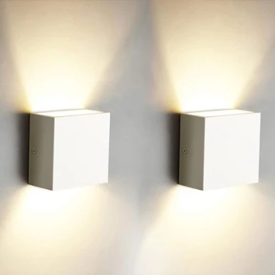 Immagine di OOWOLF 2 Pezzi 6W LED Applique da Parete Lampada Bianco Caldo 3000k Moderno in Alluminio per Soggiorno Camera Letto Corridoio Scale Cucina Sala Pranzo