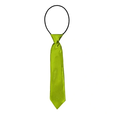 Immagine di DonDon Cravatta da bambino ragazzo effetto seta lucida 7,0 cm di larghezza con elastico verde chiaro
