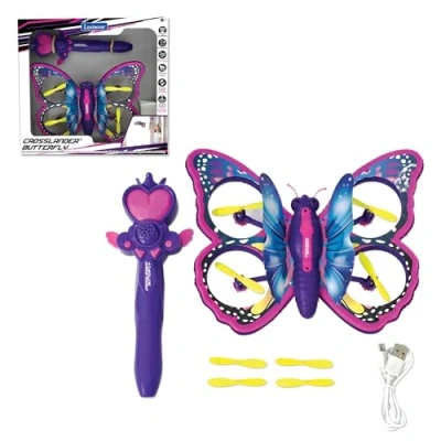 Immagine di Lexibook, Crosslander Butterfly, La mia farfalla volante telecomandata, Volo multidirezionale fino a 12 km/h, Loopings, Telecomando con 2 modalità di controllo, Effetti sonori e luminosi, Rosa, RCBUT