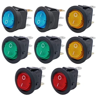 Immagine di RUNCCI YUN 8 pz Pulsante Interruttore 12V LEDPulsante On Off,Interruttore a 12V, Rotondo Bilanciere, Auto Interrutore Pressione 4 Colori di LED
