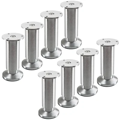 Immagine di SOTECH 8 pezzi piedini per mobili TERRA altezza 120 mm alluminio spazzolato regolabile fino a max. 15 mm, caricabili 250 kg/per piede