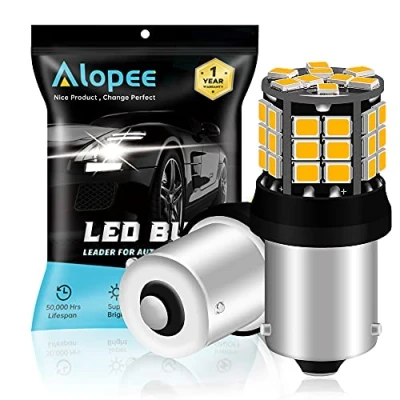 Immagine di 2 Pack 1056 BAU15S 7507 12496 1156PY Estremamente Chiaro Ambra/Giallo Non Polarità 2835 39 SMD 9 30V LED Ricambio Auto per Indicatori di Direzione