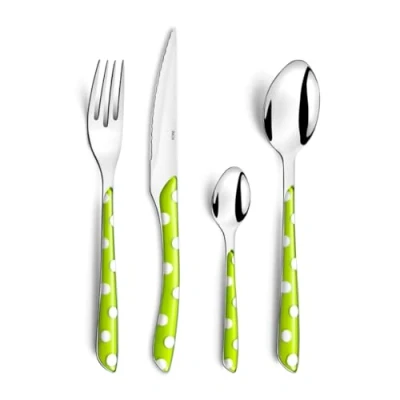 Immagine di Amefa Scoppiare Piselli Set di Posate da 32 Pezzi, 8 Persone, Inossidabile Acciaio Inox 18 EU Bi iniezione plastica, Verde