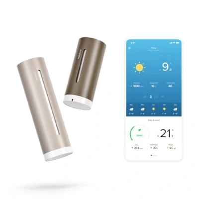Immagine di Netatmo Stazione Meteo ORIGINAL 2ª generazione Interni &amp; Esterni Temperatura, Umidità, Qualità aria, UV, Pollini, Previsioni Compatibile Apple Home, Alexa, Google Home Sabbia NWS S EC