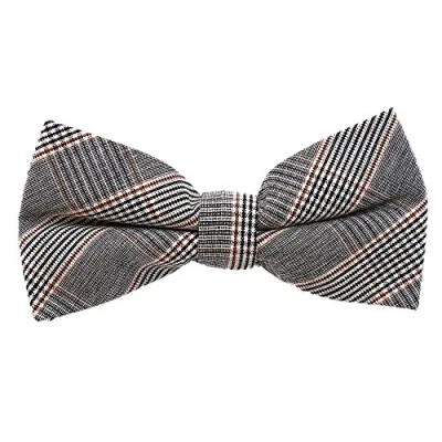 Immagine di DonDon papillon cotone a quadri da uomo in stile tweed 12 x 6 cm già legato e infinitamente regolabile grigio marrone