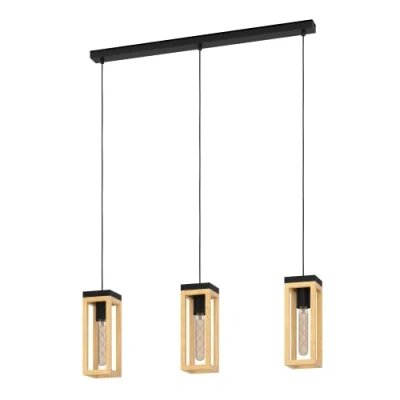 Immagine di EGLO Nafferton lampada a sospensione legno, 3 luci