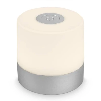 Immagine di BRILONER Mini lampada da tavolo a LED senza fili, comodino dimmerabile Touch, scrivania, lettura, per esterni e interni, USB C, campeggio, argento