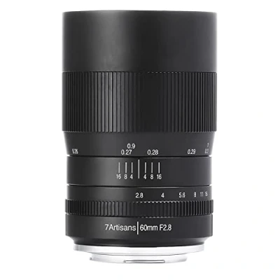 Immagine di 7artisans, Obiettivo fisso macro F2.8 APS C, 60 mm, per fotocamere Fujifilm Fuji quali X A1, A2, AT, M1, XM2, T1, T2, T10, Pro1, E1, E2