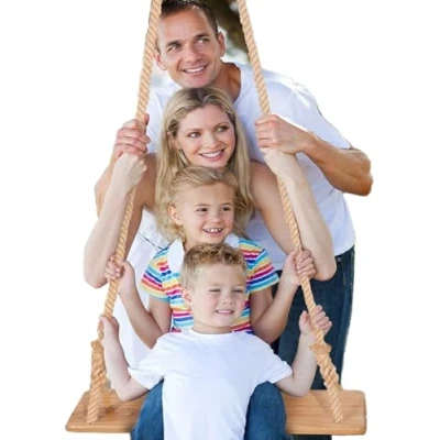 Immagine di Altalena da Giardino per Bambini, Morwealth in Legno bambini adulti 55 x 19,5 3 cm, portata: 160 kg con corda di regolabile interni ed esterni