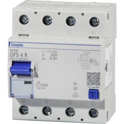 Immagine di Doepke 09134911 DFS4 040 4/0,03 A R Neutralleiter rechts Interruttore differenziale 4 poli 40 0.03 230 V, 400 V