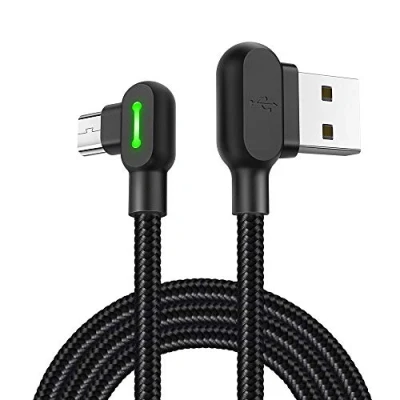 Immagine di Mcdodo CA 5771 angolato Micro USB A cavo per sincronizzazione e ricarica rapida, con LED, Nero, 1.2m Lunghezza
