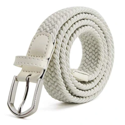 Immagine di AnJuHoPa Cintura Elastica Per Bambini Ragazze Ragazzi, in Gomma Multicolore da Donna Larga 2,5 cm e Lunga 80 Con Anello Metallico Bianco