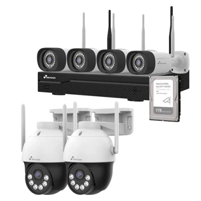 Immagine di NIVIAN Kit di Telecamere WiFi CCTV 2K IA Rilevamento Umani, Audio Bidirezionale, Visione Notturna, Registrazione, App EseeCloud, HDMI (10 Canali 6 1 TB, CCTV)