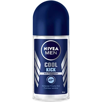 Immagine di Nivea Men Cool Kick Deo Roll On in confezione da 6 (6 x 50 ml), antitraspirante per una sensazione di freschezza sulla pelle, deodorante con protezione 48 ore