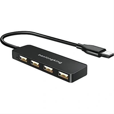 Immagine di baolongking Hub USB a 4 porte ultra sottile, portatile, Splitter per iMac Pro, MacBook Air, Mac Mini/Pro, Surface Notebook PC, laptop, unità flash e HDD mobile