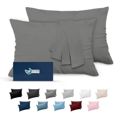 Immagine di Federe Cuscini 40x80 (Set 2) Dreamzie in Microfibra OEKO TEX Certificazione Federa Cuscino Dolce Antracite