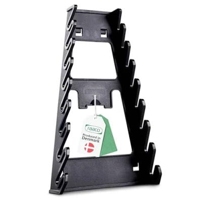 Immagine di raaco Porta Chiavi a Forchetta Clip 11 per Pannello Attrezzi da Parete, 4,6 x 23,7 14,5 cm, Spazio 8 Inglesi, Robusto Portautensili, Gancio Capacità 5 kg, Set di 1