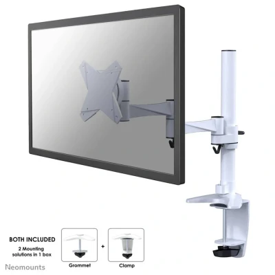 Immagine di Neomounts FPMA D1330WHITE 1 parte Supporto da tavolo per monitor 25,4 cm (10) 76,2 (30) Regolabile in altezza, Inclinabile, Girevole, Rotante