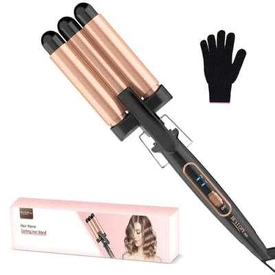 Immagine di BESTOPE MIX Piastra Onde per Capelli, Arricciacapelli 3 Tubi 22mm Ferro Arricciacapelli, Capelli 2 Température, Calore Rapido Lunghi e Corti