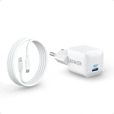 Immagine di Caricabatterie Nano 511 Anker, USB C, 20W, PIQ 3.0 durevole compatto e rapido, per iPhone 14/13/13 Mini/13 Pro/13 Pro Max/12, Galaxy, Pixel 4/3, iPad/iPad mini(+ 1 Cavo C su da 180 cm)